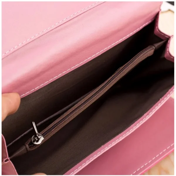 Women's Faux Leather Medium Snap Button Wallet (Pink) - Image 2
