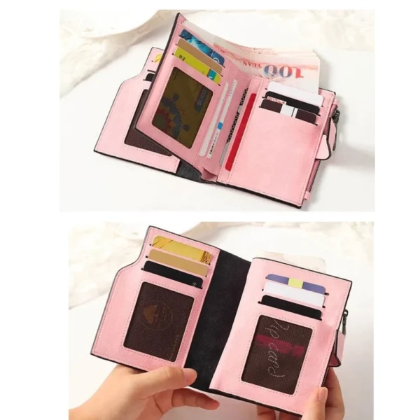 Women's Vegan Leather Small Zipper Wallet (RoseGlod) - Image 3