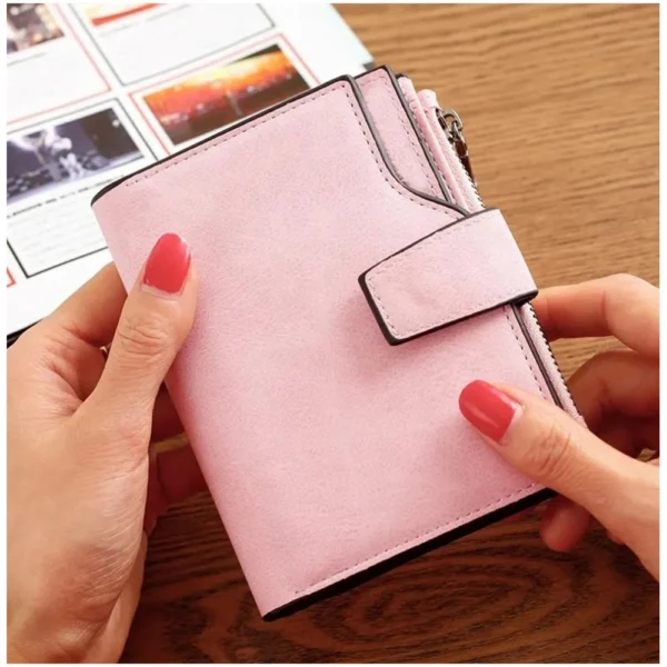Women's Vegan Leather Small Zipper Wallet (RoseGlod) - Image 4