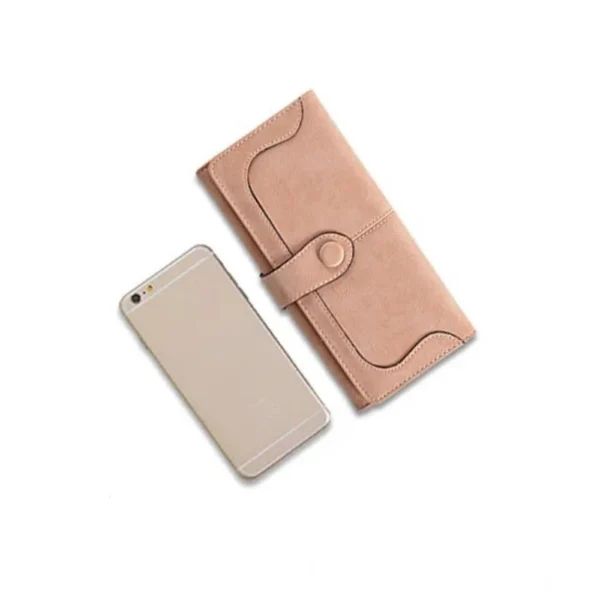 Women's Faux Leather Medium Snap Button Wallet (Khakhi) - Image 2