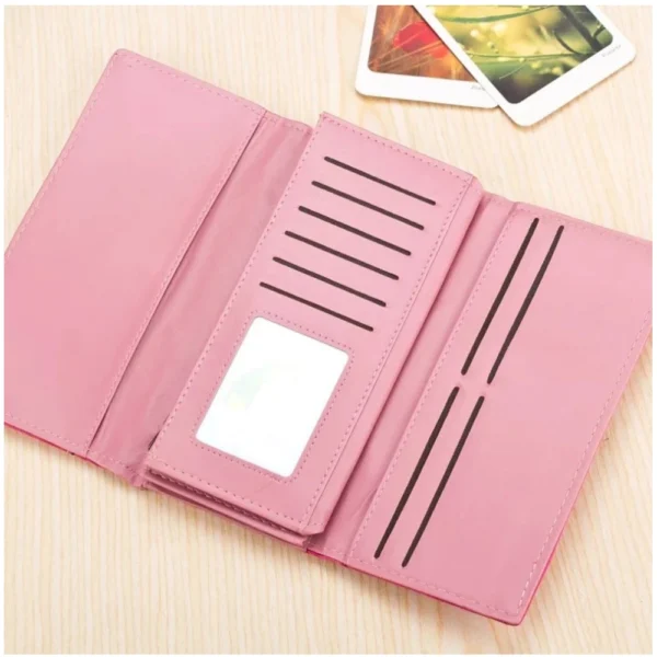Women's Faux Leather Medium Snap Button Wallet (Purple) - Image 2