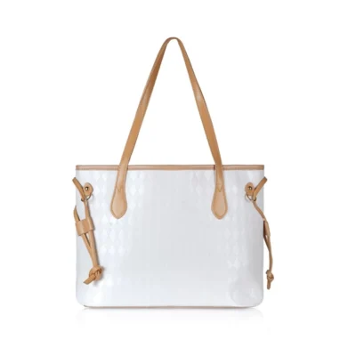 Women's Canvas Medium Shoulder Zipper Handbag (White)