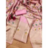 Women's Banarasi Silk Printed Unstitched Salwar Suit Material With Dupatta (Pink, 3Mtrs)