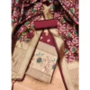 Women's Banarasi Silk Printed Unstitched Salwar Suit Material With Dupatta (Maroon, 3Mtrs) - Image 4