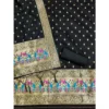 Women's Banarasi Silk Printed Unstitched Salwar Suit Material With Dupatta (Black, 3Mtrs) - Image 3