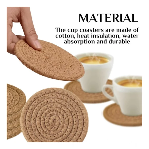 Cotton Rope Drink Coasters 4 Pcs Set (Beige) - Image 3