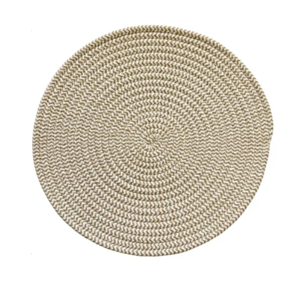 Cotton Dining Table Round Placemat Mats Set of 4 (Beige White) - Image 4