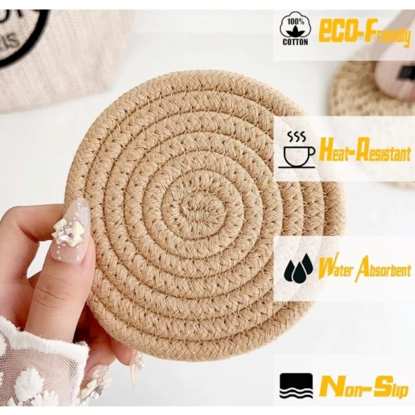 Cotton Rope Drink Coasters 6 Pcs Set (Multicolor) - Image 2