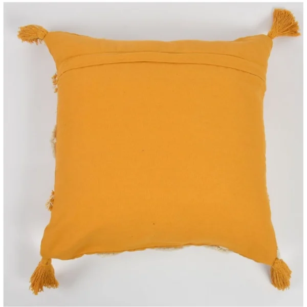 Cotton Tufted Cushion Pillow Cover 16x16 Inch Pack of 2 (Yellow White) - Image 3