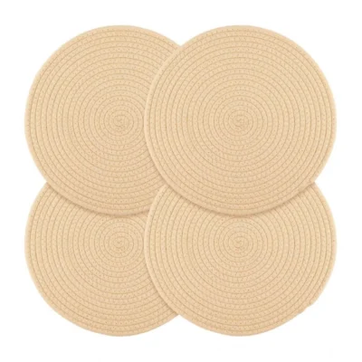 Cotton Dining Table Round Placemat Mats Set of 4 (Cream)