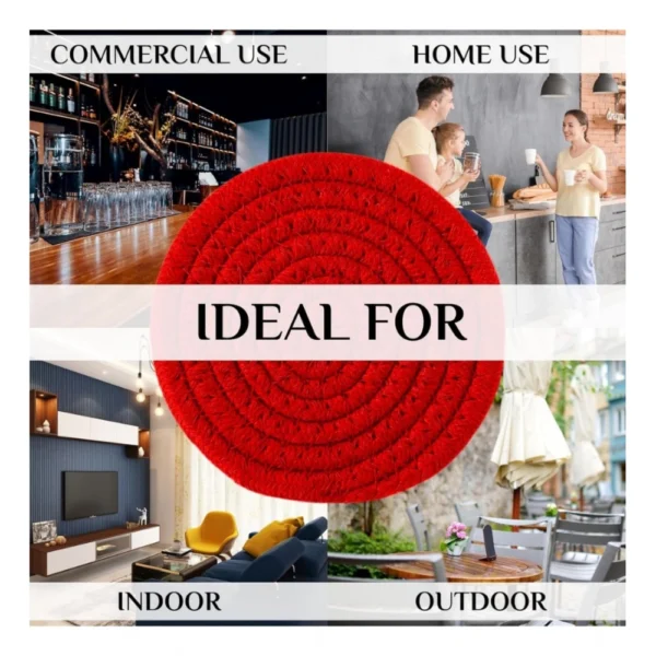 Cotton Rope Drink Coasters 4 Pcs Set (Red) - Image 4