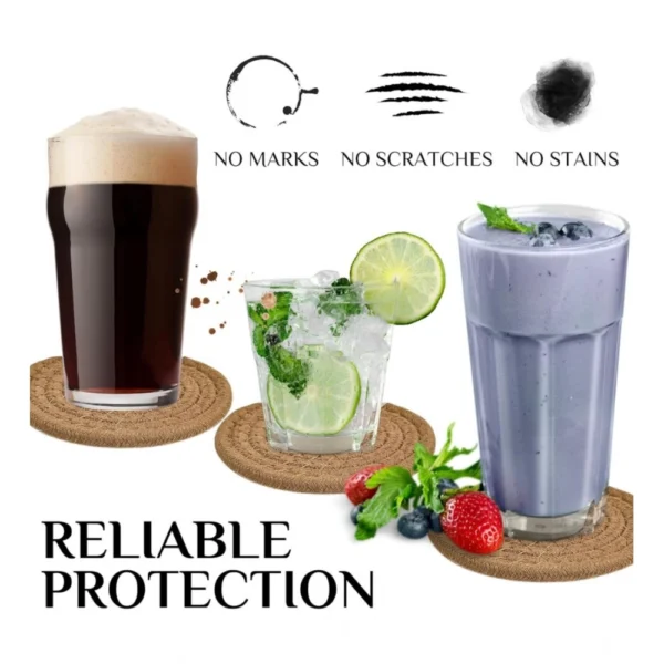 Cotton Rope Drink Coasters 4 Pcs Set (Beige) - Image 2