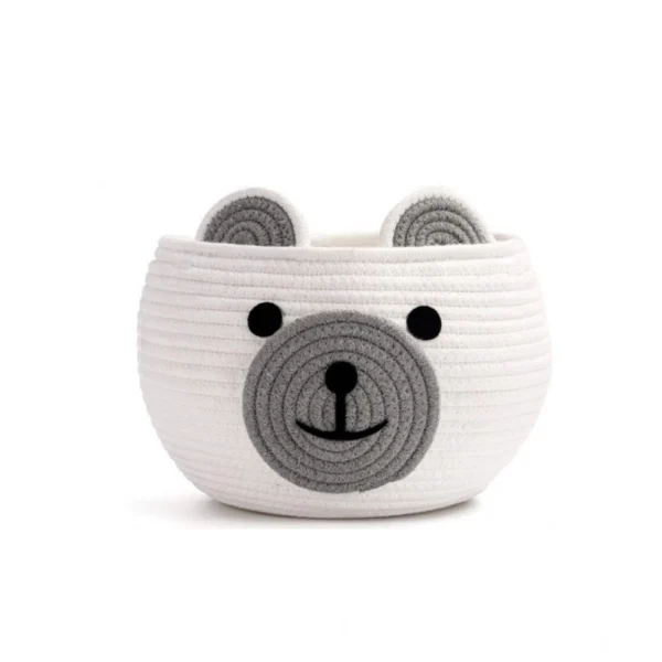 Cotton Bear Shaped Storage Baskets Pack of 1 (White) - Image 3