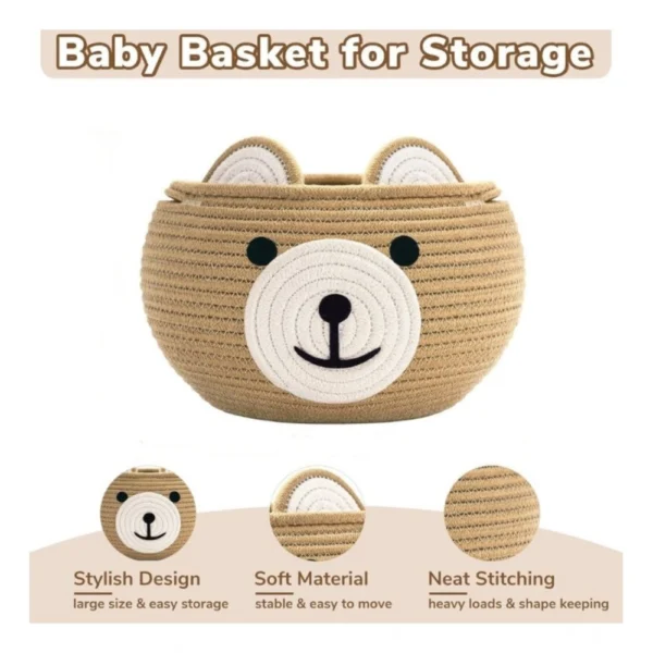 Cotton Bear Shaped Storage Baskets Pack of 1 (Beige) - Image 4