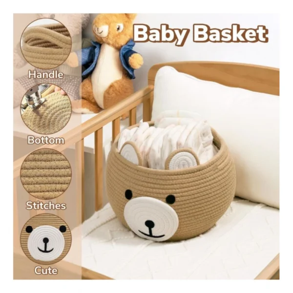 Cotton Bear Shaped Storage Baskets Pack of 1 (Beige) - Image 2