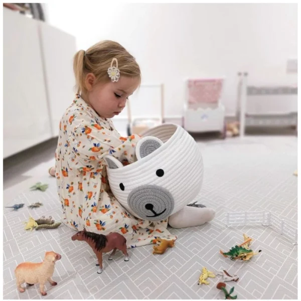 Cotton Bear Shaped Storage Baskets Pack of 1 (White) - Image 2