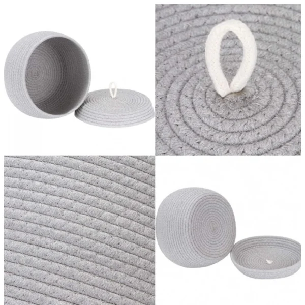 Cotton Bear Shaped Storage Matka Basket With Lid Pack of 1 (Grey) - Image 3