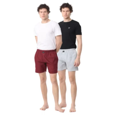 Pack_of_2 Men's Polycotton Solid Boxer Shorts (Multicolor)