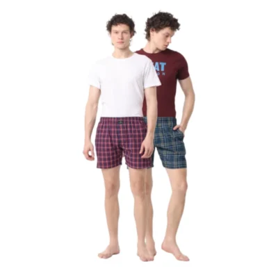 Pack_of_2 Men's Polycotton Checked Boxer Shorts (Multicolor)