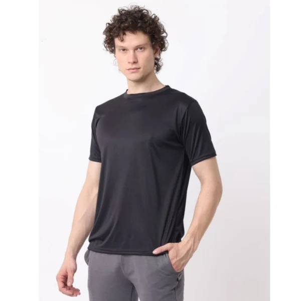 Pack of 2 Men's Casual Polyester Blend Solid Short Sleeve Tshirts (Multicolor) - Image 4