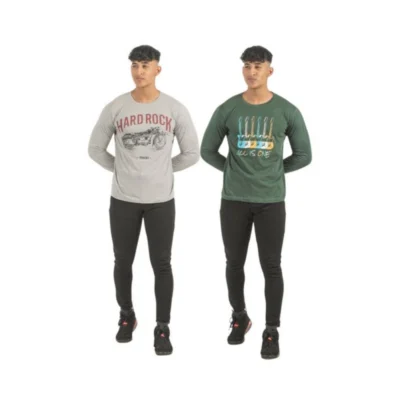 Pack of 2 Men's Casual Cotton Printed Full Sleeve Tshirts (Multicolor)