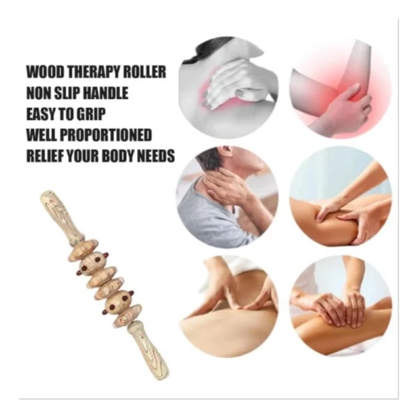 Wood 6 Wheel Massage Roller (Wood) - Image 3