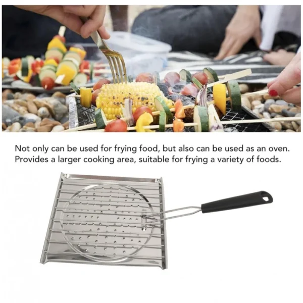 Steel Toaster White Foldable Stainless Steel Grilling Pan (Silver) - Image 3