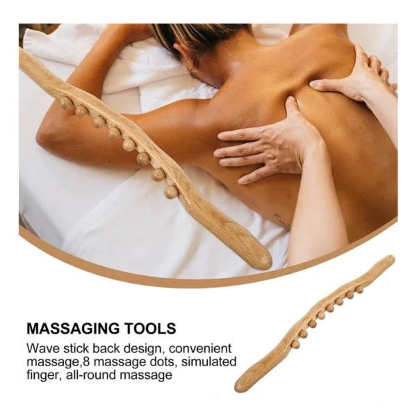 Wood Gua Sha Massager Therapy Tool Manual 8 Beads (Wood) - Image 2
