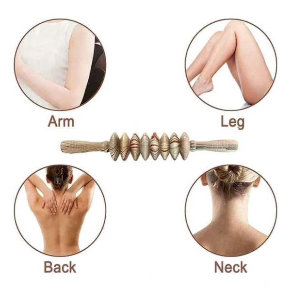 Wood 8 Wheels Roller Fancy Gua Sha Trigger Points Muscle (Wood) - Image 2