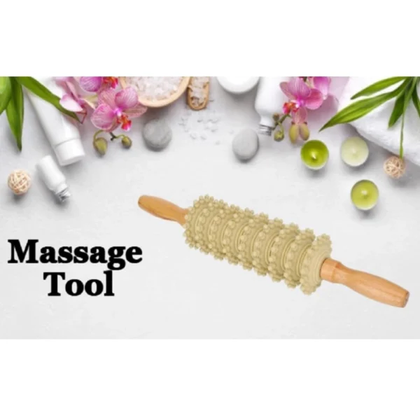 Wood 9 Wheel Body Massage Roller (Wood) - Image 3