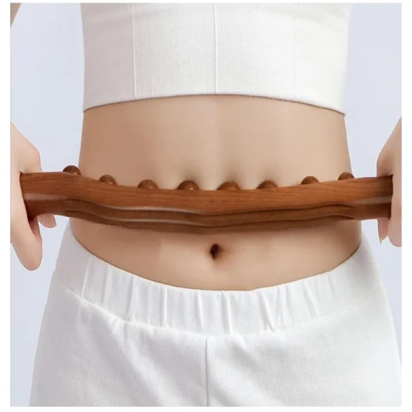 Wood Gua Sha Massager Therapy Tool Soft Manual 8 Beads Roller (Brown) - Image 3
