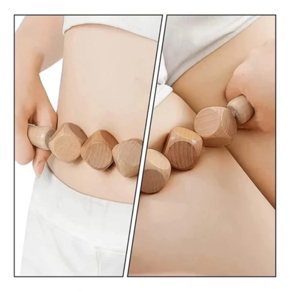 Wood 4 Ball Body Roller Massager Stick (Wood) - Image 2