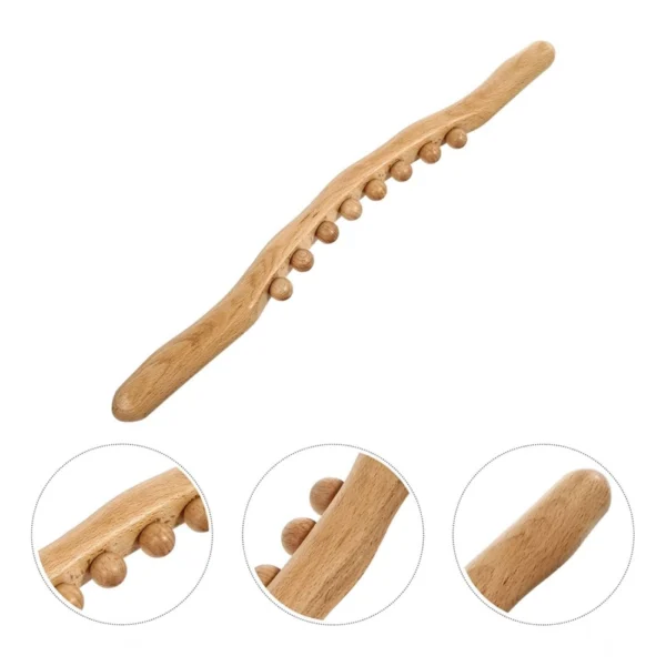 Wood Gua Sha Massager Therapy Tool Manual 8 Beads (Wood) - Image 3