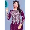 Women's Rayon Printed Round Neck 3-4th Sleeve Kurti (Purple) - Image 3