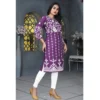 Women's Rayon Printed Round Neck 3-4th Sleeve Kurti (Purple) - Image 3
