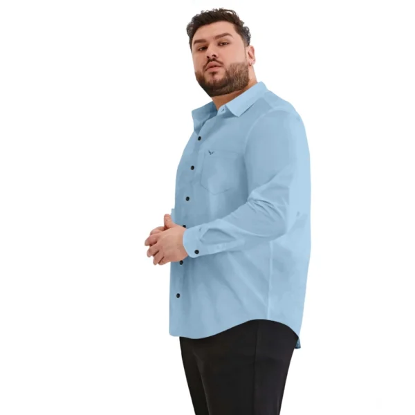 Mens Casual Cotton Solid Full Sleeve Shirt (Sky) - Image 5