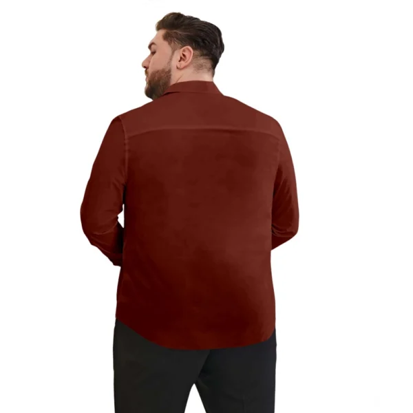 Mens Casual Cotton Solid Full Sleeve Shirt (Maroon) - Image 4