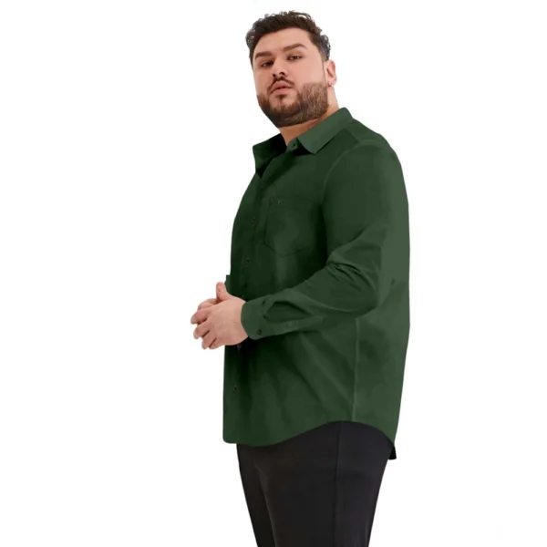Mens Casual Cotton Solid Full Sleeve Shirt (Green) - Image 3
