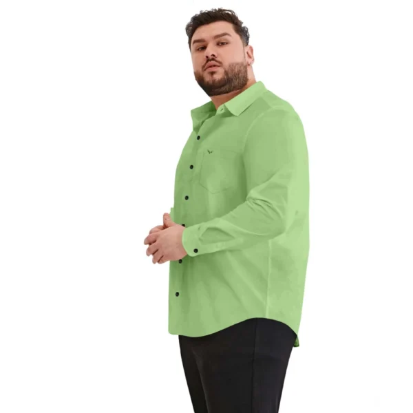 Mens Casual Cotton Solid Full Sleeve Shirt (Pista) - Image 5