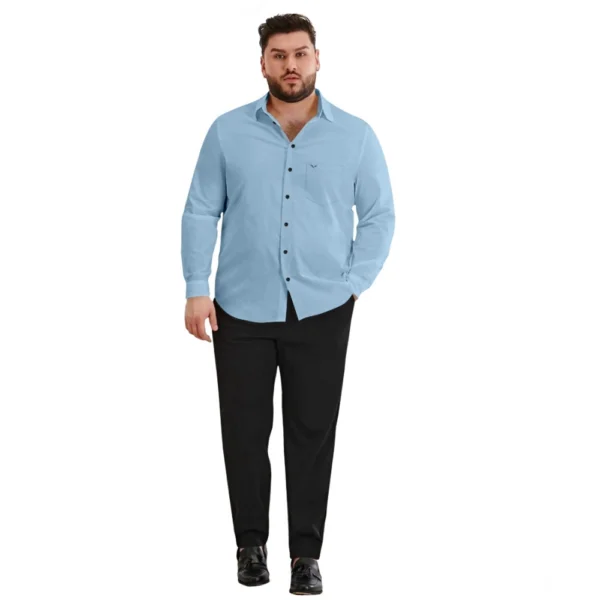 Mens Casual Cotton Solid Full Sleeve Shirt (Sky) - Image 4
