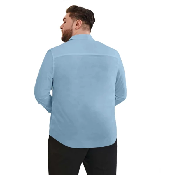 Mens Casual Cotton Solid Full Sleeve Shirt (Sky) - Image 3