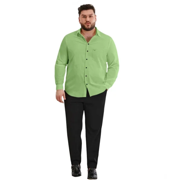 Mens Casual Cotton Solid Full Sleeve Shirt (Pista) - Image 4