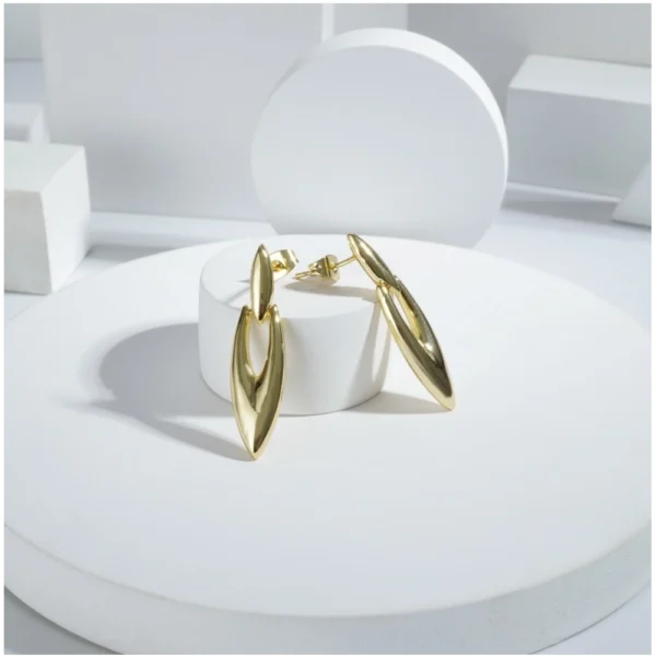 Women's brassNew Gold Tone Polish Mini Office Earrings (Gold Plated) - Image 3
