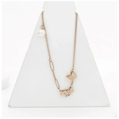 Women's Stainless Steel Butterfly Pendent Delicate Chain (Gold Plated)