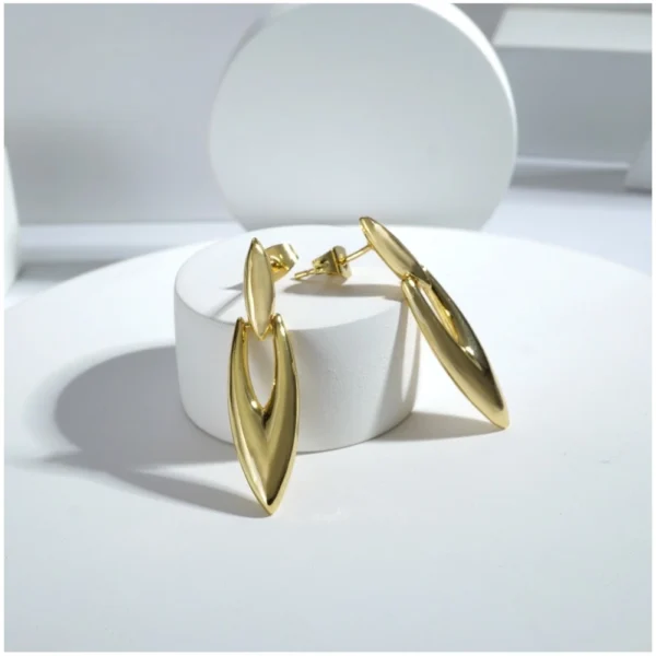 Women's brassNew Gold Tone Polish Mini Office Earrings (Gold Plated) - Image 2