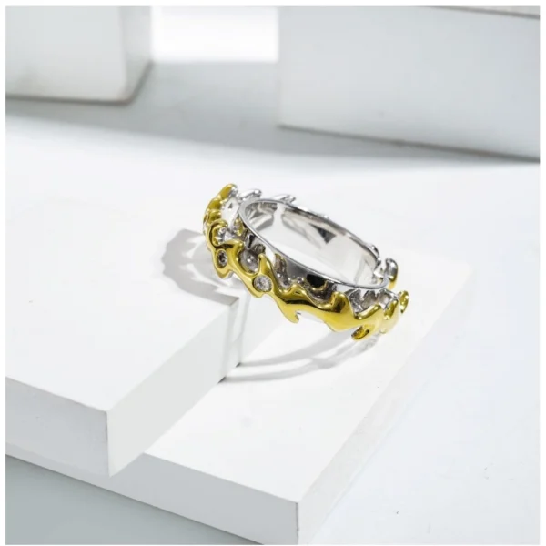 Stainless Steel Double Tone High-Quality Freesize Ring (Silver Plated) - Image 2
