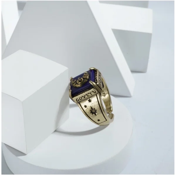 Stainless Steel German polish moon design Freesize ring (Gold Plated) - Image 2