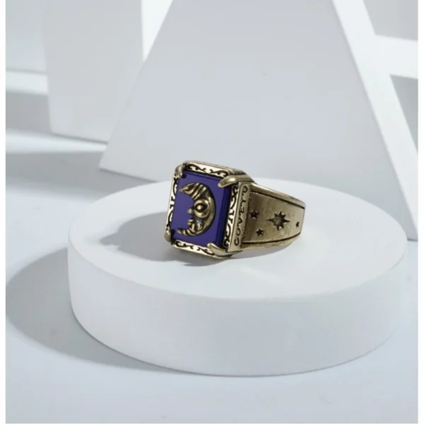 Stainless Steel German polish moon design Freesize ring (Gold Plated) - Image 3