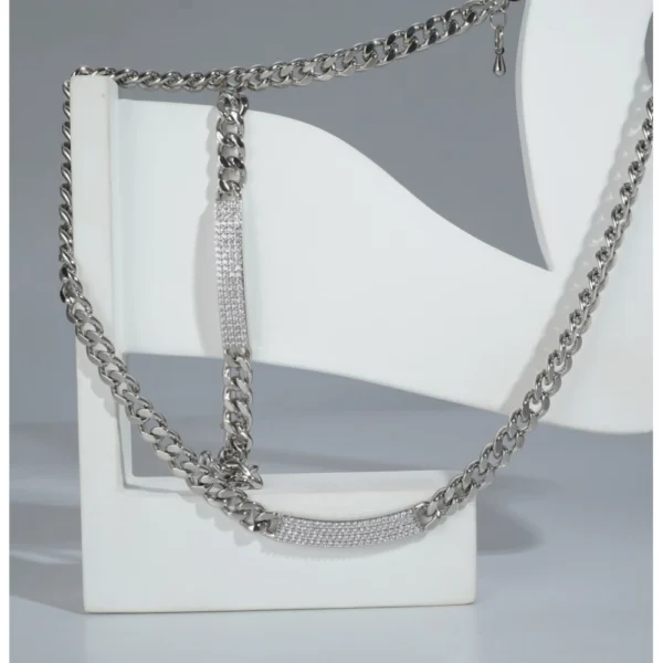 Women's Stainless Steel Silver Polish Hand Bracelet And Necklace (Silver Plated) - Image 3