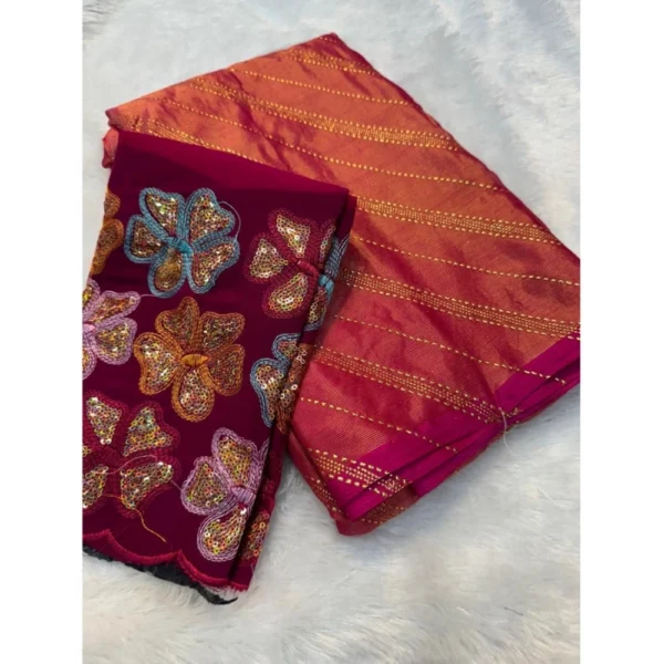 Women's Chiffon Printed Saree With Unstitched Blouse (Pink, 5-5 Mtrs)